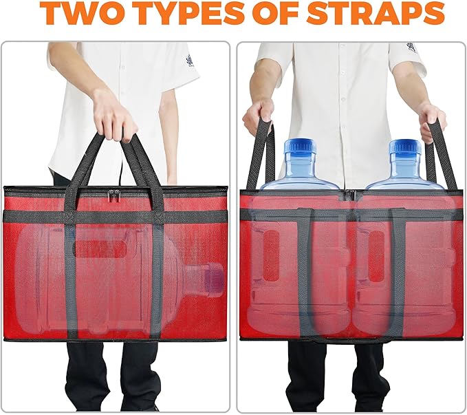 Insulated Food Delivery Bag, Commercial Grade Pizza Carrier for Hot and Cold Food, Large Reusable Catering Cooler Bag 22x15x14, Pizza Delivery Box for Uber Eats, Door Dash Essentials