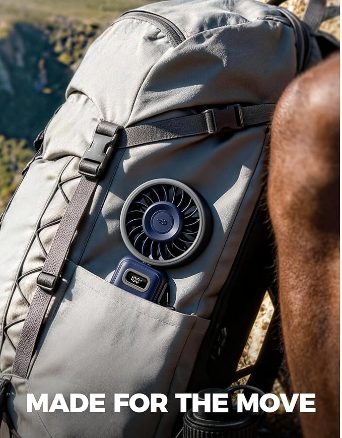 Diveblues Portable Handheld Fan, 7.4m/s High Speed Turbo Fan, 180° Foldable 4-in-1 Personal Neck Fan Integrated Carabiner Clip, 100 Speed Stepless Control, USB-C Rechargeable, 12H Battery, Fanzy D6036