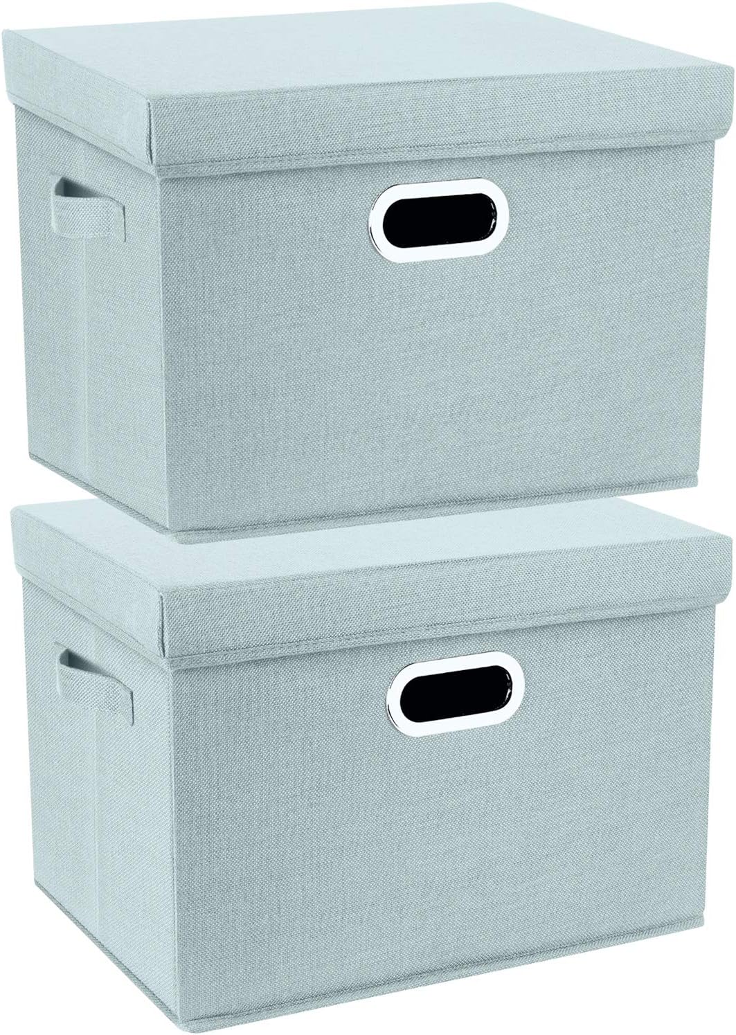 TYEERS Collapsible Storage Bins With Lids, Large Fabric Storage Boxes - 2 Pack - Aqua Spring