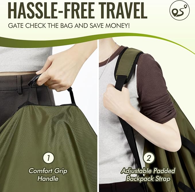 MOYAQI Stroller Travel Bag for Airplane, Gate Check Bag Backpack with Durable Nylon,Adjustable Carry Straps,Infant Carriers & Booster Seats (Green)