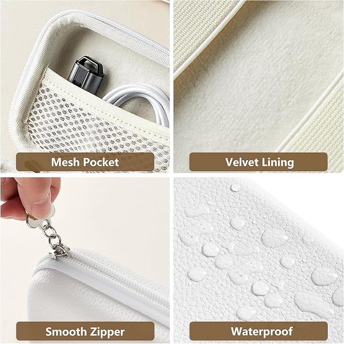 Digital Camera Case for CAMKORY, KODAK PIXPRO FZ45/FZ55, Canon IXUS 285 HS, Lecran, Small Travel Compact Camera Holder with Mesh Pocket for Accessories SD Card (White)