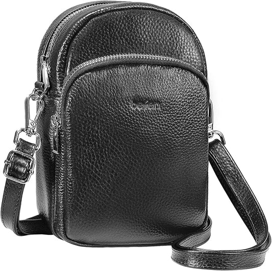 befen Genuine Leather Small Crossbody Bags for Women Cross Body Bag Purses Cell Phone Purse for Travel with RFID Card Slots