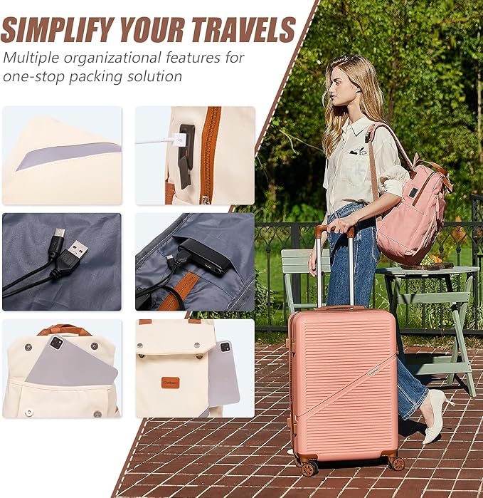 3-Piece Carry On Luggage Set 22x14x9 Airline Approved, 20 Inch Lightweight ABS Suitcases with Wheels and TSA Lock - Durable Waterproof Travel Suitcase Set