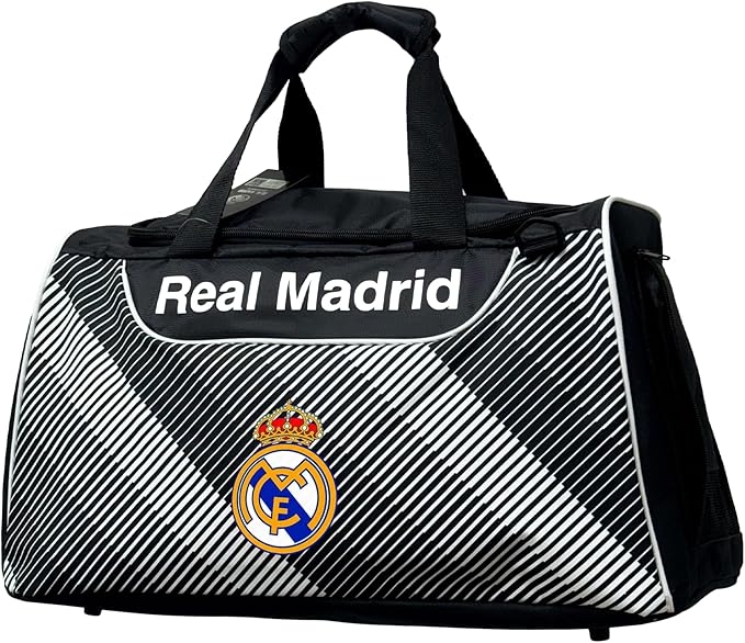 Real Madrid Soccer/Football Travel Duffle Bag – Black & White Sports Gym Bag