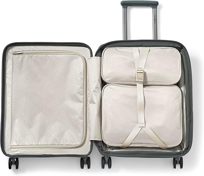 Samsonite Paralux Carry-On Luggage - Innovative Design - Quick Access Front Pocket - Dual Suspension Wheel Technology - TSA Lock - Expandable - Includes Removable Packing Cubes - Olive