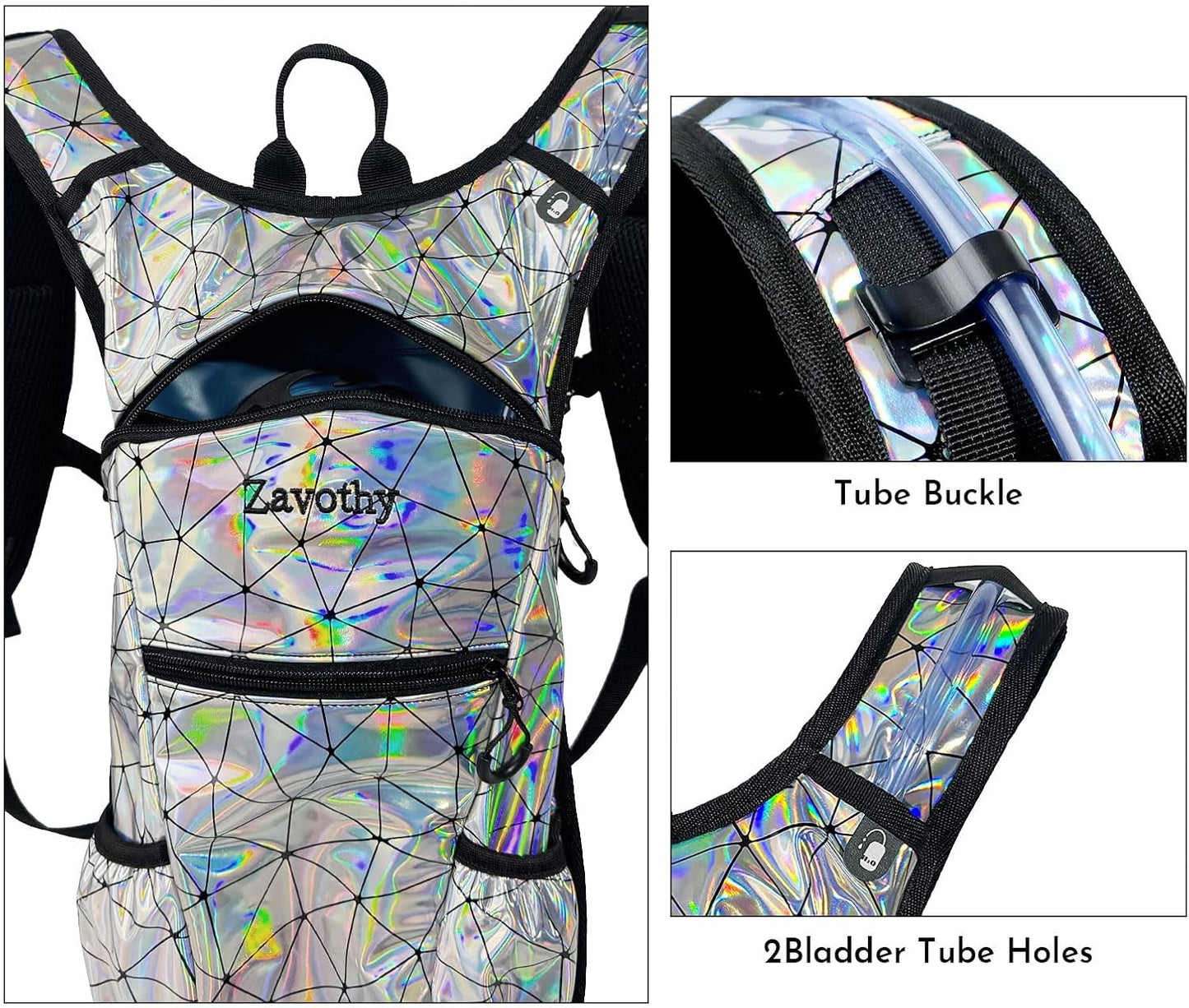 Reflective Hydration Backpack, Hydration Pack - Water Backpack with 2L/3L Hydration Bladder, Essential for Festivals - Rave Hydration Pack for Hiking, Running, Cycling, and Festivals