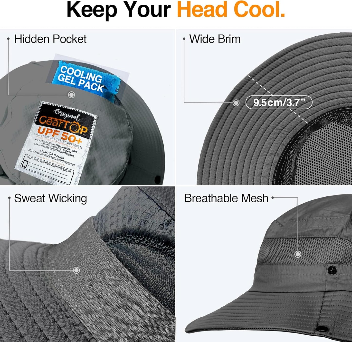 GearTOP Safari Sun Hat for Men and Sun Hats for Women UV Protection UPF 50+ Hiking, Gardening, Fishing