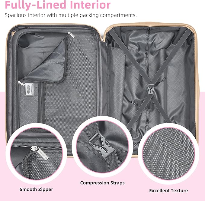 LARVENDER Luggage Sets 3 Piece Expandable Carry on Luggage 22x14x9 Airline Approved Hardshell Suitcase with Wheels TSA Lock, Lightweight Suitcase Set for Women with Travel Backpack, Berry