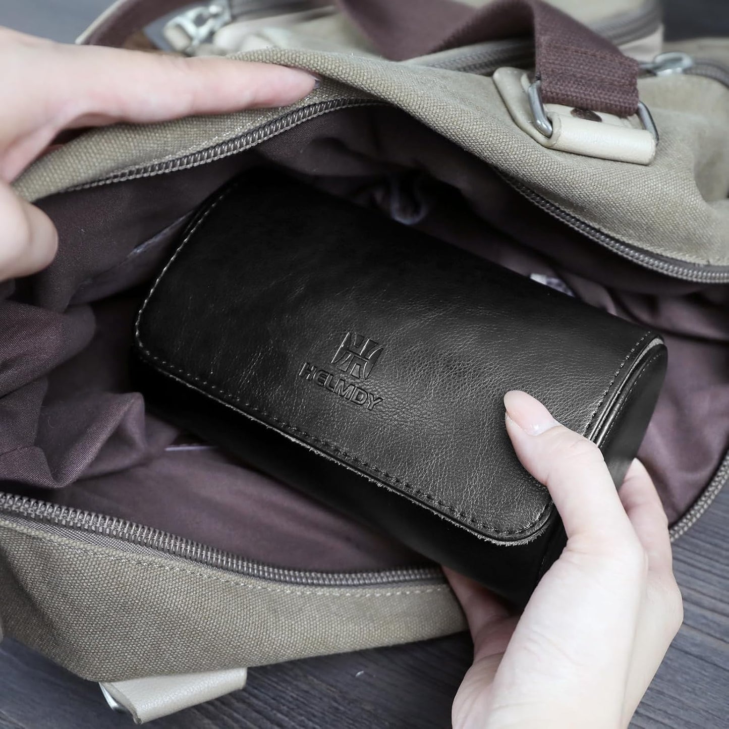 Travel Watch Case - Two Watch Roll Storage Box Organizer for Men's Women's Wristwatches & Smart Watches up to 50mm (Black / 2 Slot)