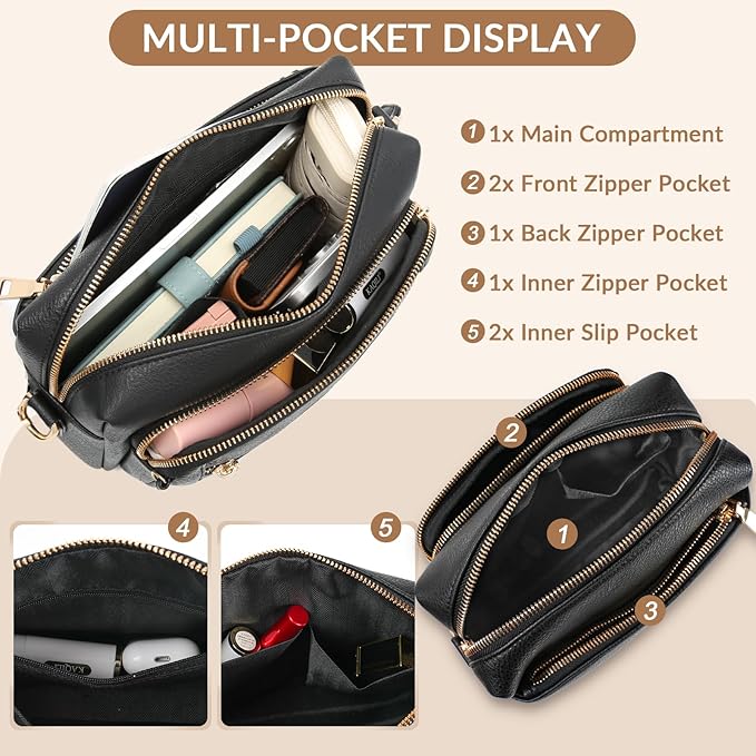 Small Leather Crossbody Bags for Women Anti theft Purses and Handbag Shoulder Hangbag with Wide Strap Tassel