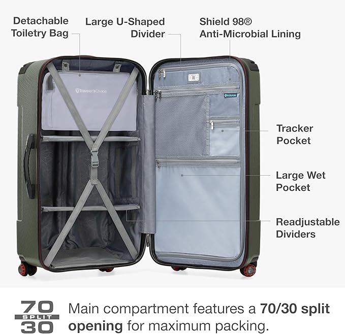 Traveler's Choice Maxporter II Polycarbonate Hardside Trunk with Spinner Wheels, Green, 31-Inch Trunk