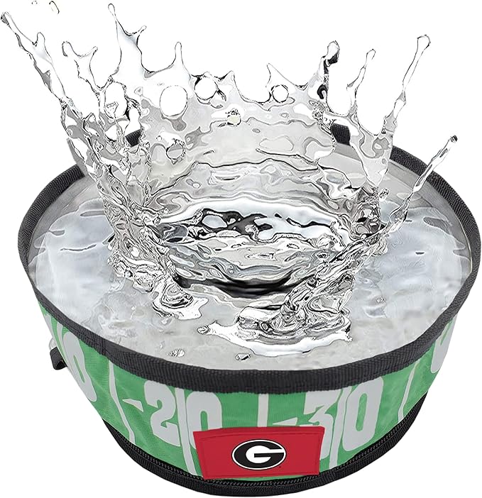 Pets First NCAA Georgia Bulldogs Collapsible Dog Travel Bowl Set, 2 Pack Food & Water Bowls for Dogs, Best Portable & Lightweight Leak-Proof Dog Bowls for Travel