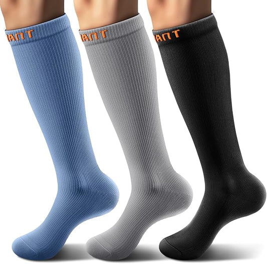 BULLIANT Compression Socks 3Pairs-15-20mmHg Circulation Support Men Women Hiking Sports Recovery-Upgraded Wicking Tech