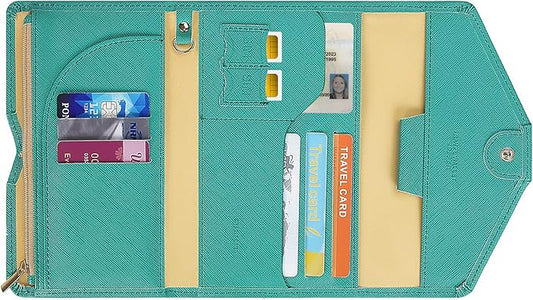 ZOPPEN Mulit-purpose Rfid Blocking Passport Holder Travel Wallet (Ver.4) Passport and Vaccine Card Holder ComboTri-fold Document Organizer Travel Essentials