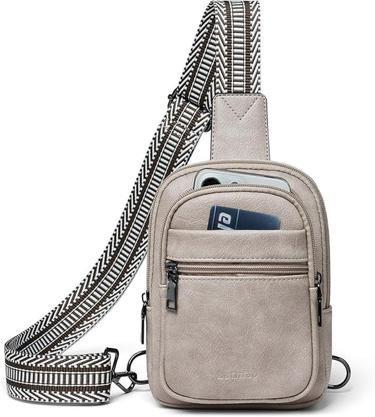 Sling Bag For Women Faux Leather Small Casual Daypack Backpack Fanny Pack Crossbody Chest Bags Purse