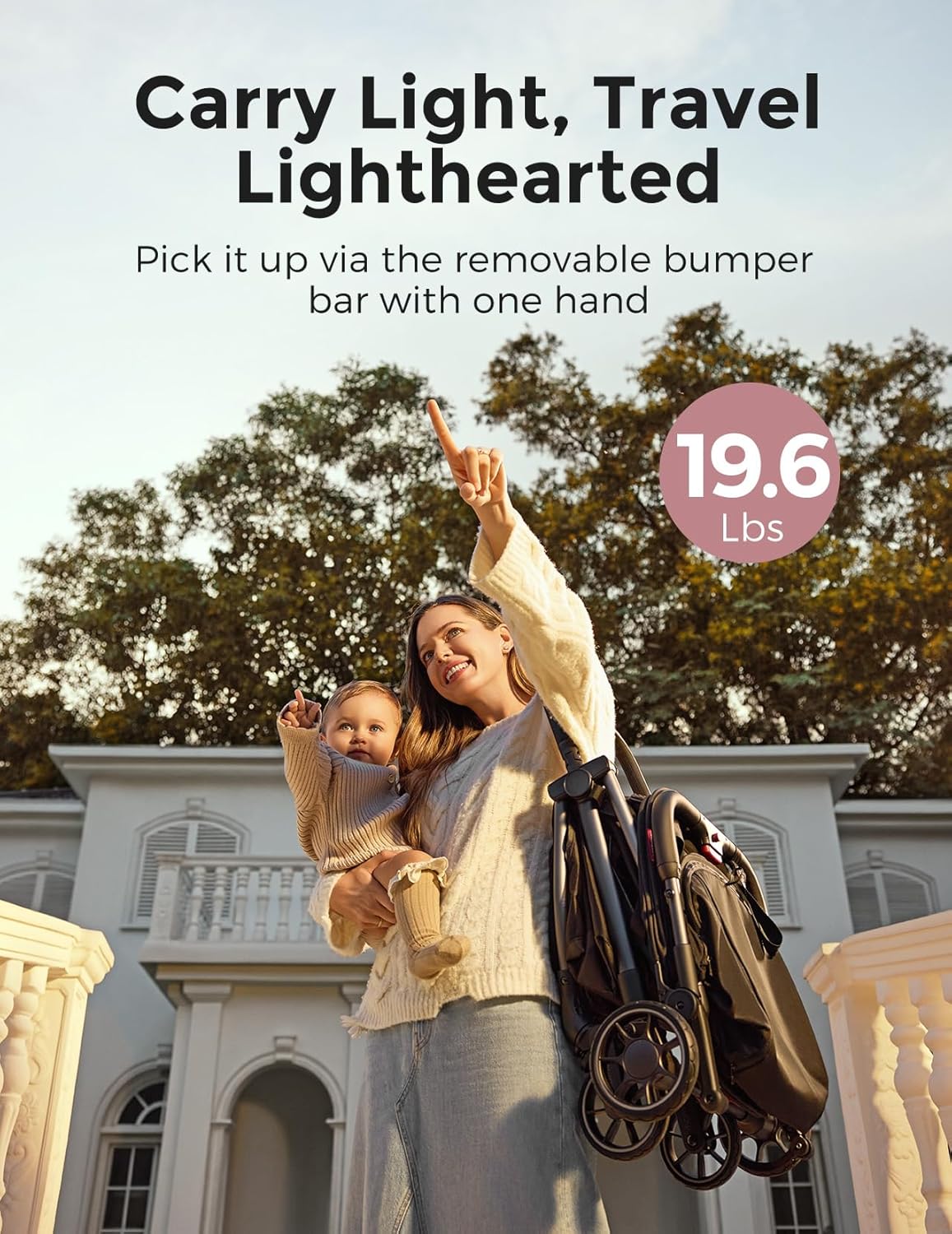 Momcozy ClickGo Lightweight Stroller, Compact Travel Stroller for Airplane with One-Click Fold, Baby Stroller and Toddler Stroller with Large Canopy for Kids from 0 Months, Extendable UPF50+ Canopy