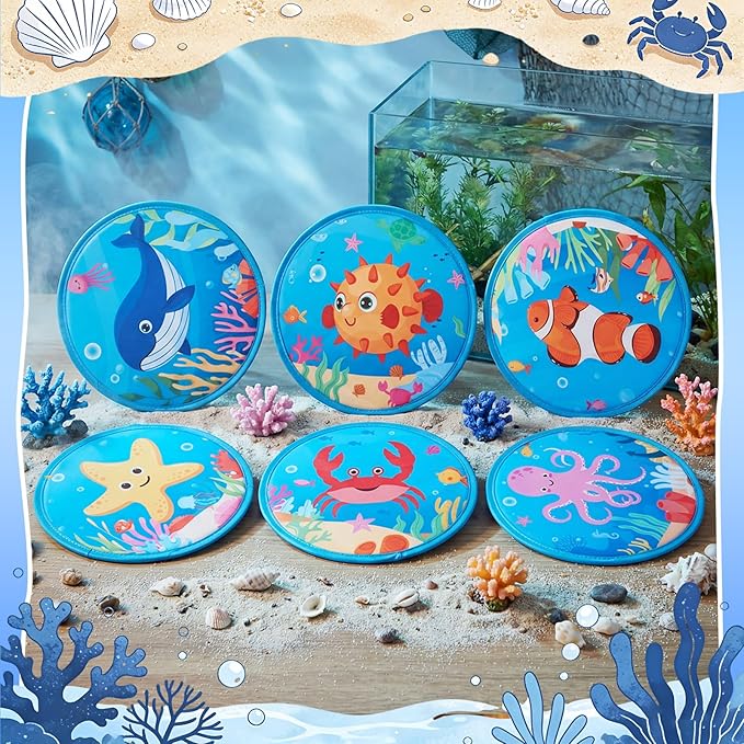 Amyhill 30 Pcs Under the Sea Party Favors Foldable Flying Disc Fans with Bags Summer Beach Pool Birthday Party Favors 9.8'' DIY Cooling Fan Colorful Goody Stuffers End of The Year Gifts from Teacher
