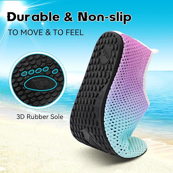 Scurtain Barefoot Water Shoes for Women Men Beach Swim Aqua Socks Summer Quick-Dry Sandals Slippers