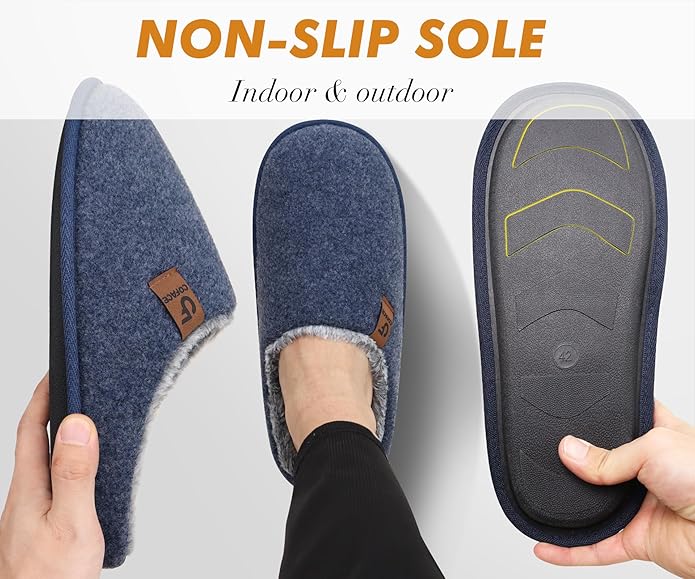 COFACE Mens Cozy Memory Foam Scuff Slippers Casual Slip On Warm House Shoes Indoor/Outdoor Sandal Slippers With Arch Support Rubber Sole Size 7-15