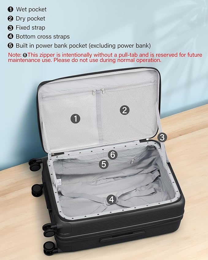 Hanke Expandable 28 Inch Luggage with Spinner Wheels Top Opening Travel Luggage Hard Shell Rolling Suitcases Large Lightweight Checked Luggage with Cup Holder(Jet Black)