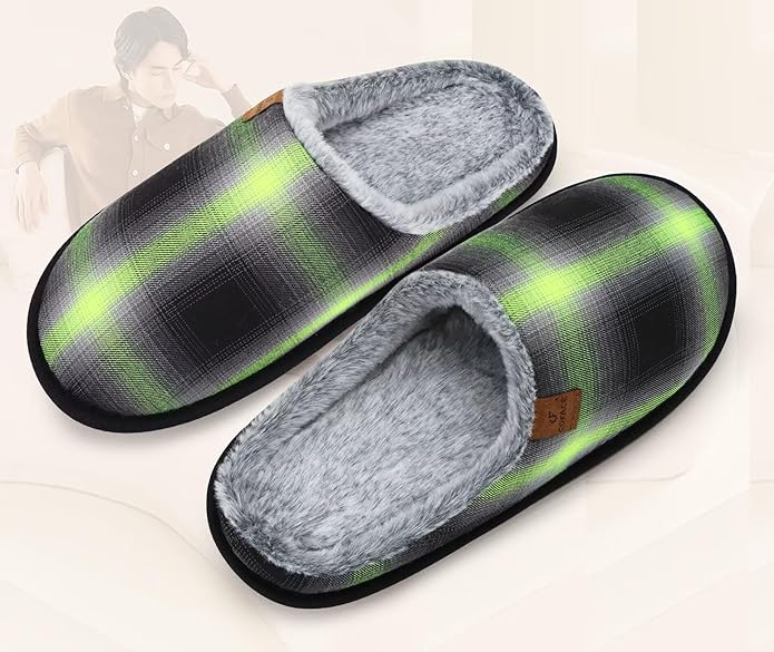 COFACE Mens Cozy Memory Foam Scuff Slippers Casual Slip On Warm House Shoes Indoor/Outdoor Sandal Slippers With Arch Support Rubber Sole Size 7-15
