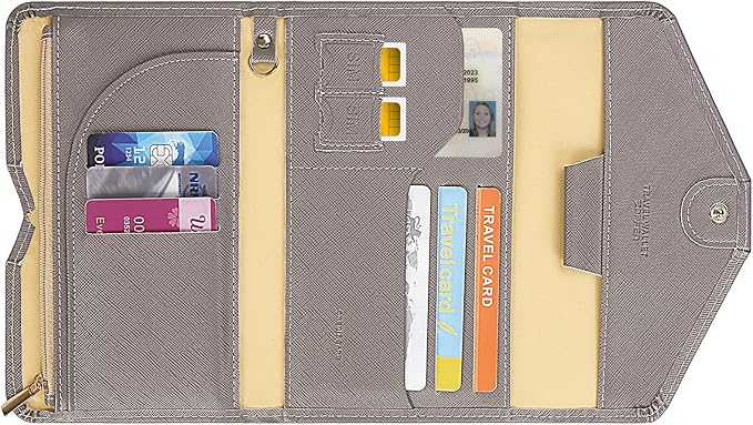 ZOPPEN Mulit-purpose Rfid Blocking Passport Holder Travel Wallet (Ver.4) Passport and Vaccine Card Holder ComboTri-fold Document Organizer Travel Essentials