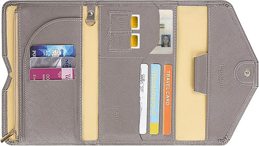 ZOPPEN Mulit-purpose Rfid Blocking Passport Holder Travel Wallet (Ver.4) Passport and Vaccine Card Holder ComboTri-fold Document Organizer Travel Essentials