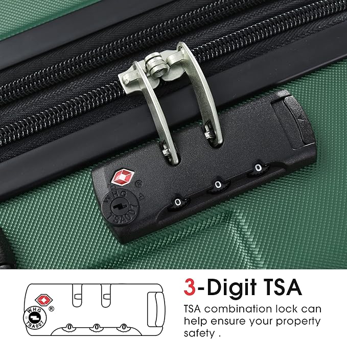 28 Inch Large Checked Luggage Hardside Suitcase with Spinner Wheels, Green Lightweight Expandable Hard Shell ABS Suitcases with TSA Lock, Large Travel Luggage for Women, Men