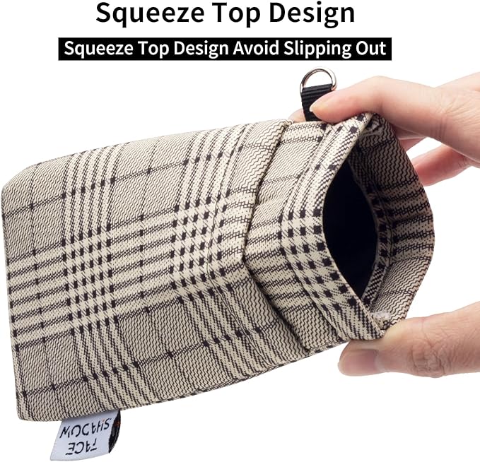 Face Shadow Double Glasses Case Soft Eyeglass Case For Women Men Squeeze Top Sunglasses Case With Cleaning Cloth