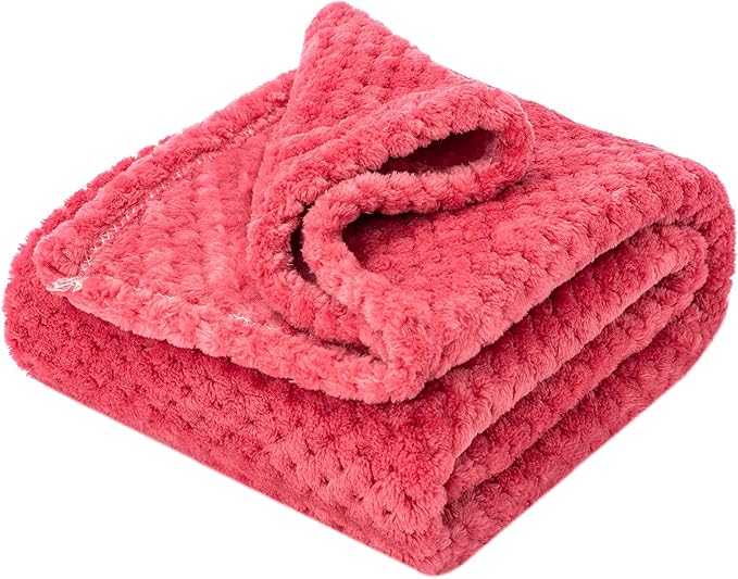 Fuzzy Blanket or Fluffy Blanket for Baby Girl or boy, Soft Warm Cozy Coral Fleece Toddler, Infant or Newborn Receiving Blanket for Crib, Stroller, Travel, Decorative (40”×60”, Raspberry)