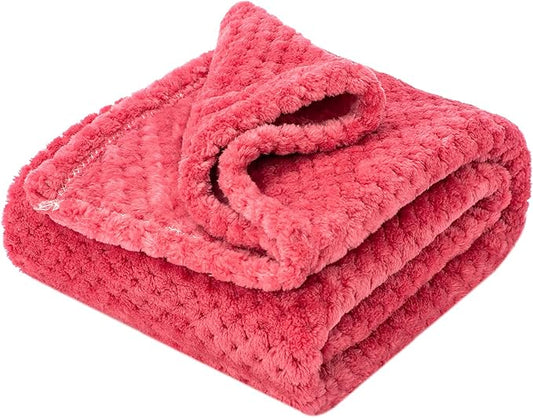 Fuzzy Blanket or Fluffy Blanket for Baby Girl or boy, Soft Warm Cozy Coral Fleece Toddler, Infant or Newborn Receiving Blanket for Crib, Stroller, Travel, Decorative (40”×60”, Raspberry)
