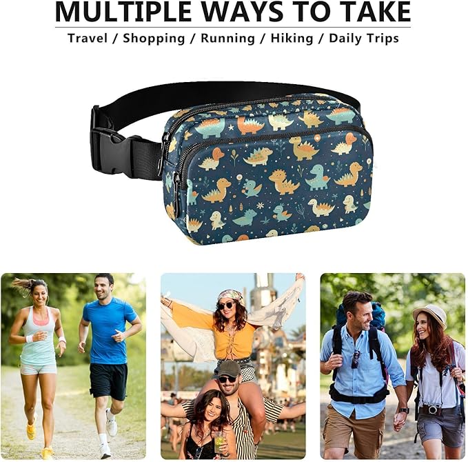 Cute Dinosaurs Fanny Pack for Women Men Water Resistant Fashion Waist Packs with Adjustable Strap Belt Bag for Travel Workout Jogging Hiking 21219797