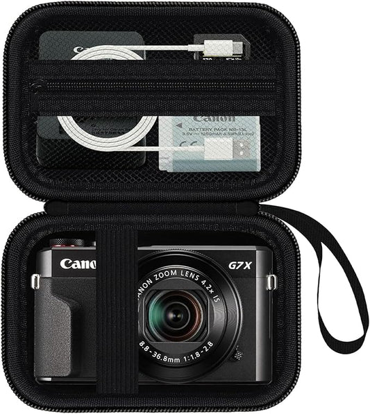 Camera Case for Canon PowerShot G7X Mark III/ G7 X Mark II/ SX740 hs Digital Camera, 4K Vlogging Camera Protective Cover Hard Travel Storage Bag, Mesh Pocket fits Cable, Batteries, Black