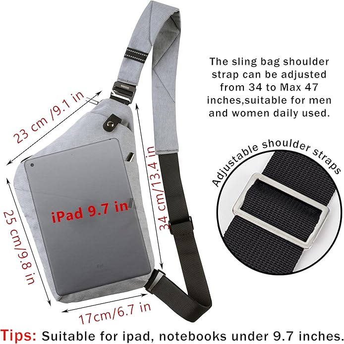 VADOO Sling Bag - Anti-theft Crossbody Shoulder Bag for Men and Women
