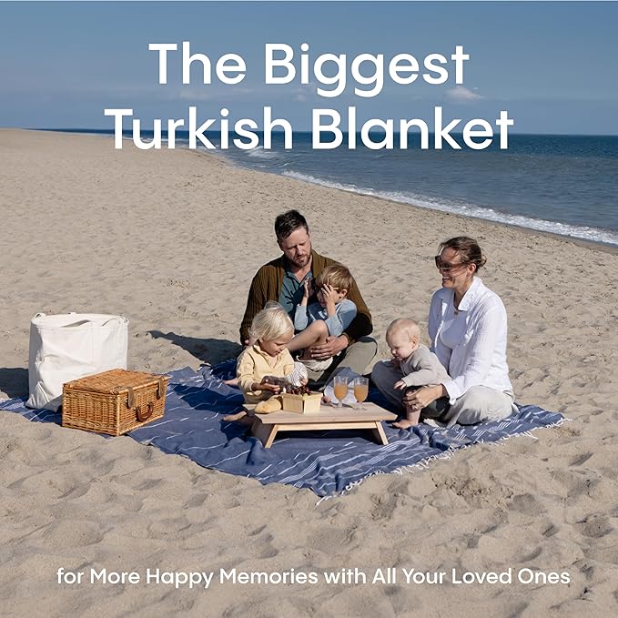 WETCAT Turkish Beach Blanket Sandproof (82"x82") 100% Turkish Cotton, Made in Turkey - Sand Free, Ultra Soft, Extra Large Throw for Picnic – Dark Gray