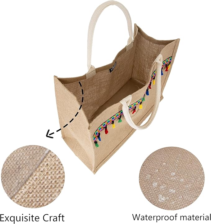 Hibala Woven Large Beach Bag Straw Beach Tote Handmade Weaving Shoulder Tassel Bag Handbag
