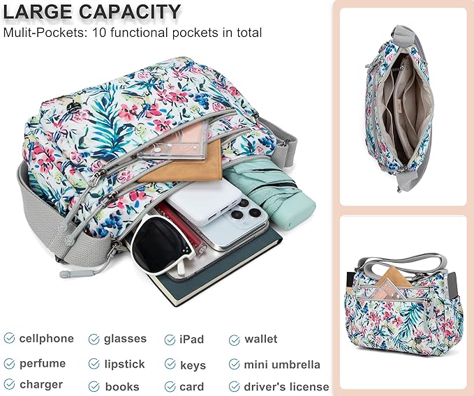 Casual Crossbody Bag with Anti Theft Pocket - Women Lightweight Water-Resistant Purse Bag
