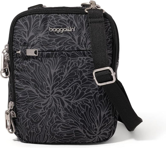 Baggallini Securtex® Anti-theft Mini Everything Crossbody Bag, 6.3"x8.25" Rfid, Locking Zippers & Cut-resistant Strap