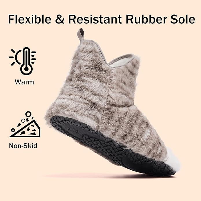 UUBARIS Bootie Slippers for Women Men Furry Warm House Sock Shoes For Indoor Outdoor Travel