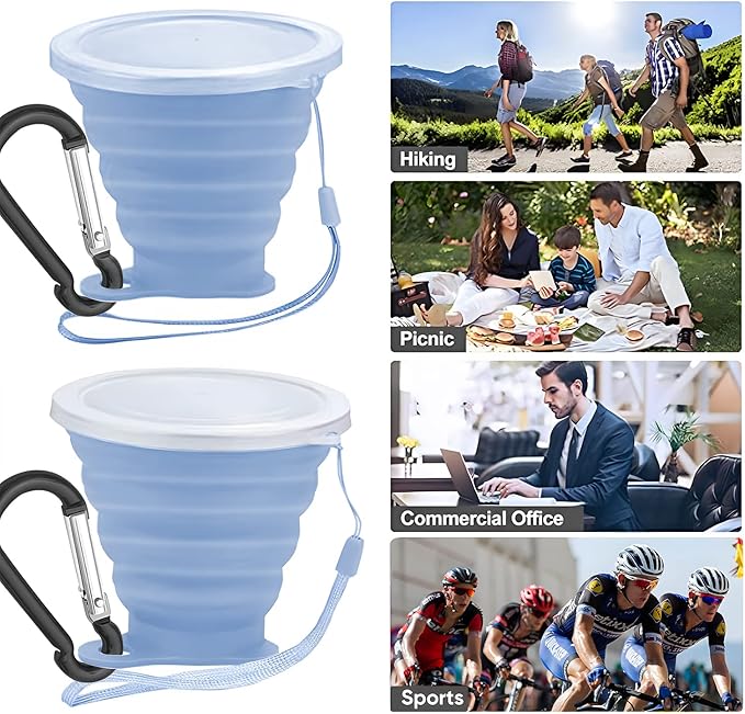Collapsible Cup - Silicone FoldableCup Expandable Folding Drinking Cups Reusable Portable Mugs-Cup For Travel, Camping, Hiking, Survival, Car, Picnic, Beach, Holiday Vacation, Outdoor Sports