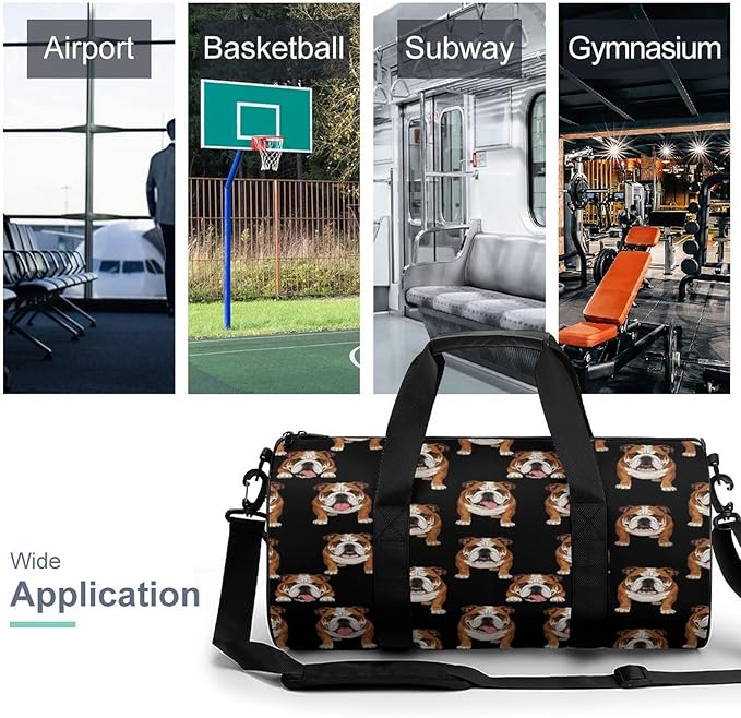 Lightweight Travel Sports Carry On Bag English Bulldogs Basketball Football Weekender Bag Sport Gym Fitness Tote