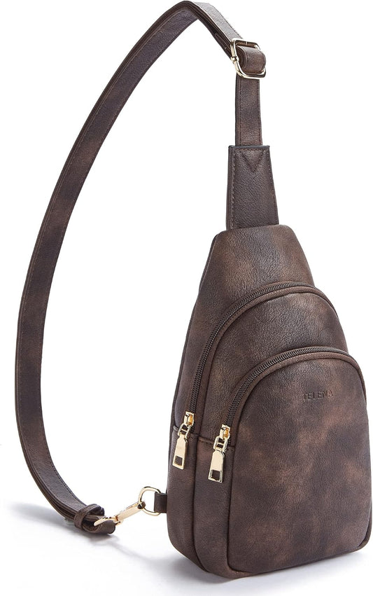 Telena Small Sling Bag for Women Leather Crossbody Fanny Packs Chest Bag for Women