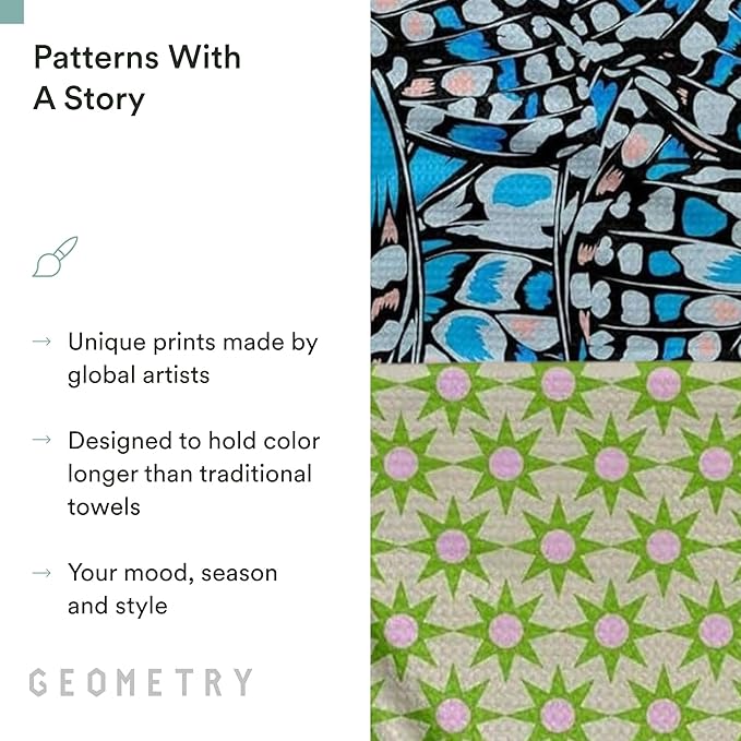 GEOMETRY Spring Kitchen Towels - Quick Dry Microfiber Cloth Spring & Summer Dish Towels for Kitchen Drying - Premium Quick Dry Towel - Flutter Bloom, 18" x 30" - 2-Pack