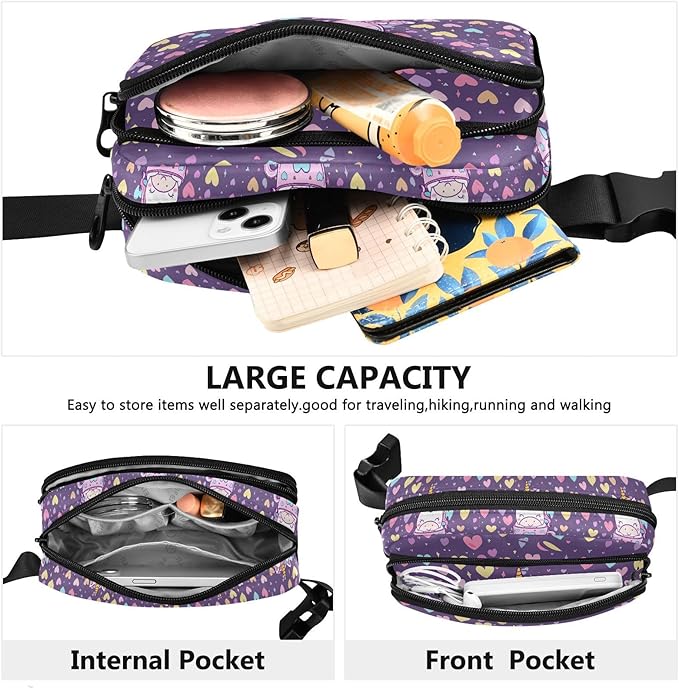 Kawaii Cup Unicorn Fanny Pack for Women Men Water Resistant Fashion Waist Packs with Adjustable Strap Belt Bag for Travel Workout Jogging Hiking 21219242