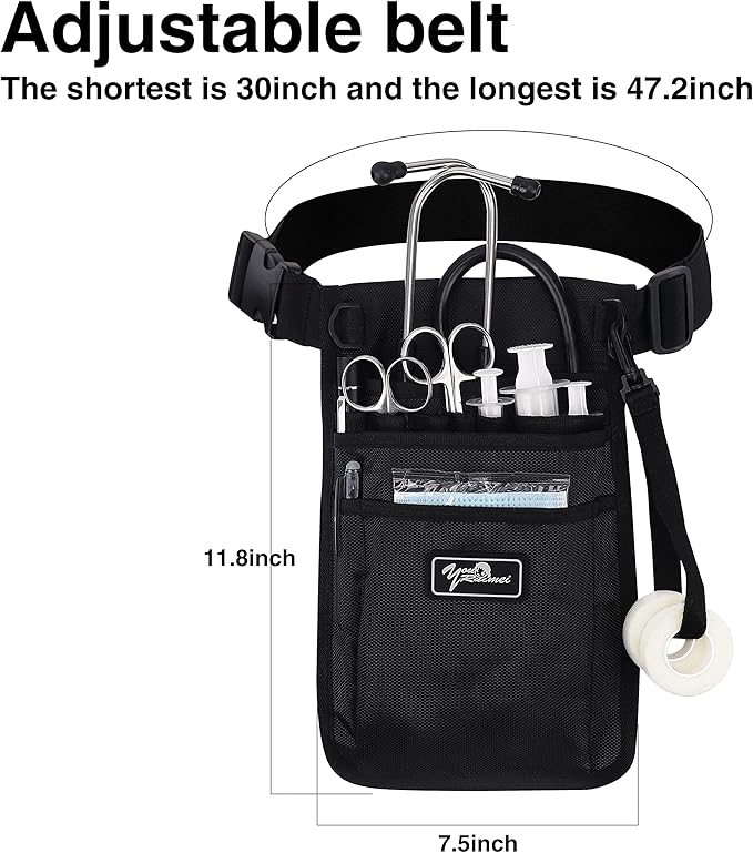 Nurse Fanny Pack for Work,Kit Practical Waist Bag for Nurses,Fanny Pack for Basics,Nurse Utility Belt Organizer Bag (Black)