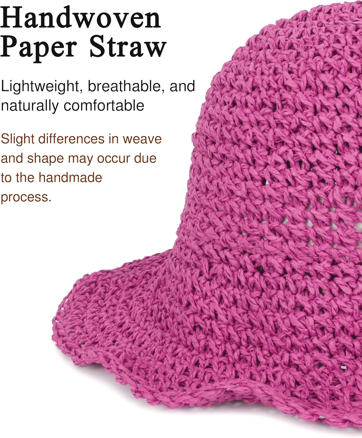 Womens Wide Brim Straw Sun Hat Foldable Floppy Crochet Beach Hat for Summer