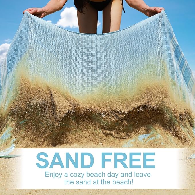 2 Packs Oversized Cotton Turkish Beach Towels Set Bulk 74"x38" Extra Large Sand Free Quick Dry Clearance Swim Bath Camping Pool Towel Travel Blanket Adult Cruise Essentials Accessories Red Blue