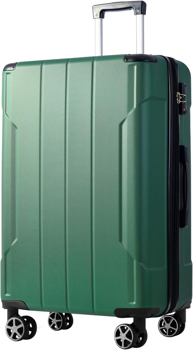28 Inch Large Checked Luggage Hardside Suitcase with Spinner Wheels, Green Lightweight Expandable Hard Shell ABS Suitcases with TSA Lock, Large Travel Luggage for Women, Men