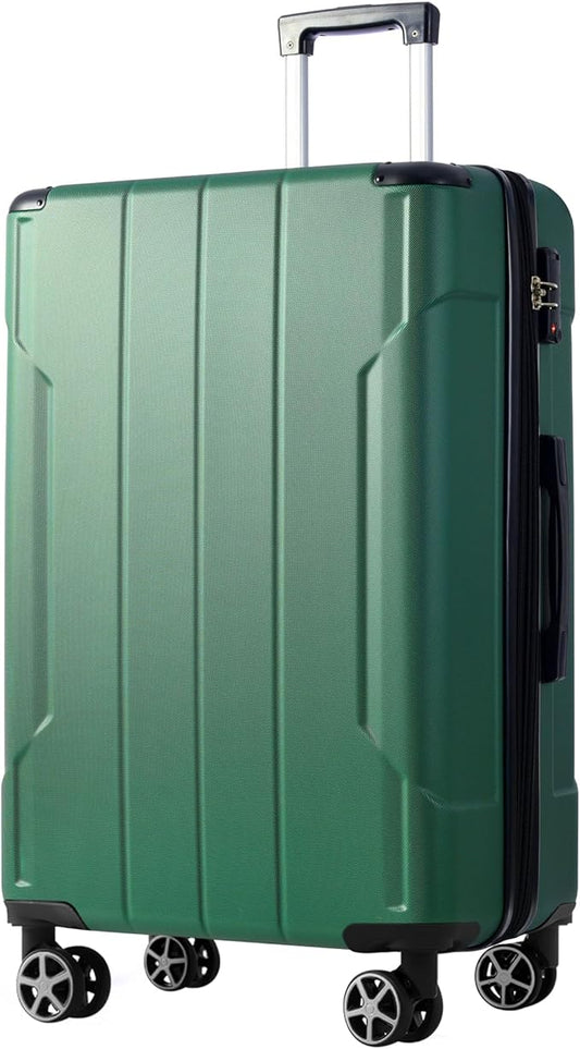 28 Inch Large Checked Luggage Hardside Suitcase with Spinner Wheels, Green Lightweight Expandable Hard Shell ABS Suitcases with TSA Lock, Large Travel Luggage for Women, Men