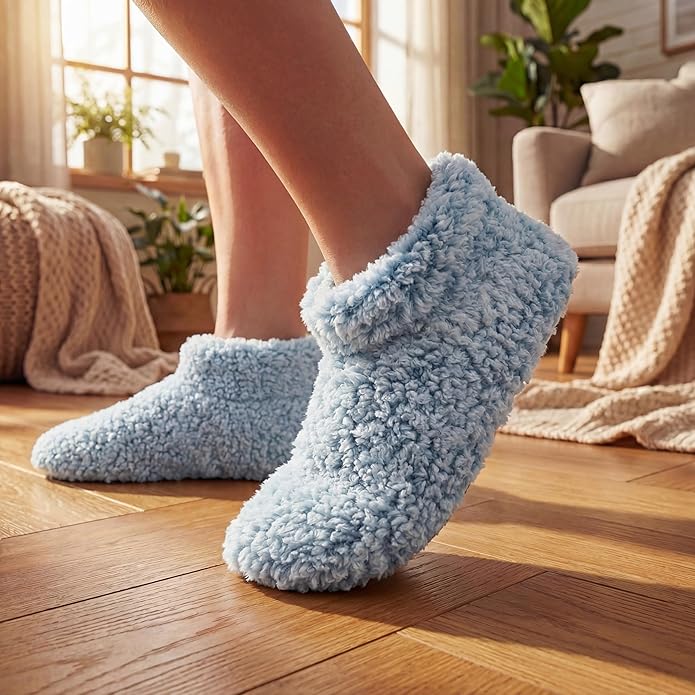 Cozylook Fuzzy Slippers for Women Indoor, Warm Bedroom Slip On Shoes, Winter Fluffy House Socks with Grippers, Cozy Christmas Gifts Unique
